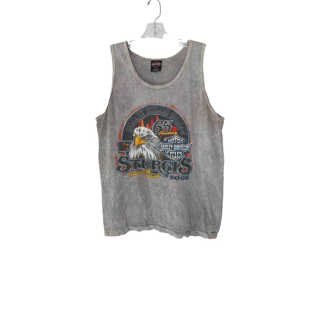 Harley-Davidson Tank Top Men's Casual Gray Vintage 2006 Devils Tower Run‎ Large